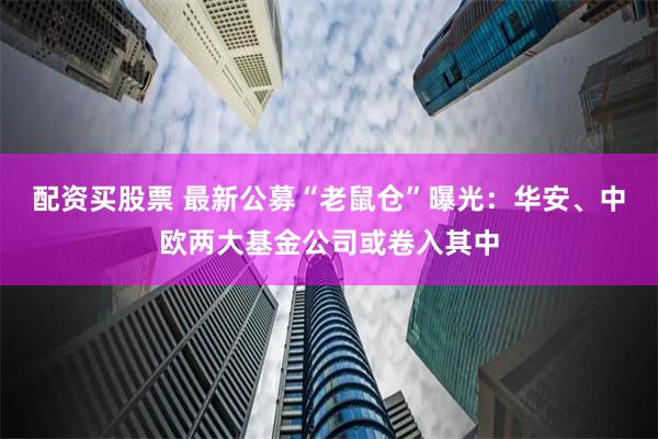 配资买股票 最新公募“老鼠仓”曝光：华安、中欧两大基金公司或卷入其中
